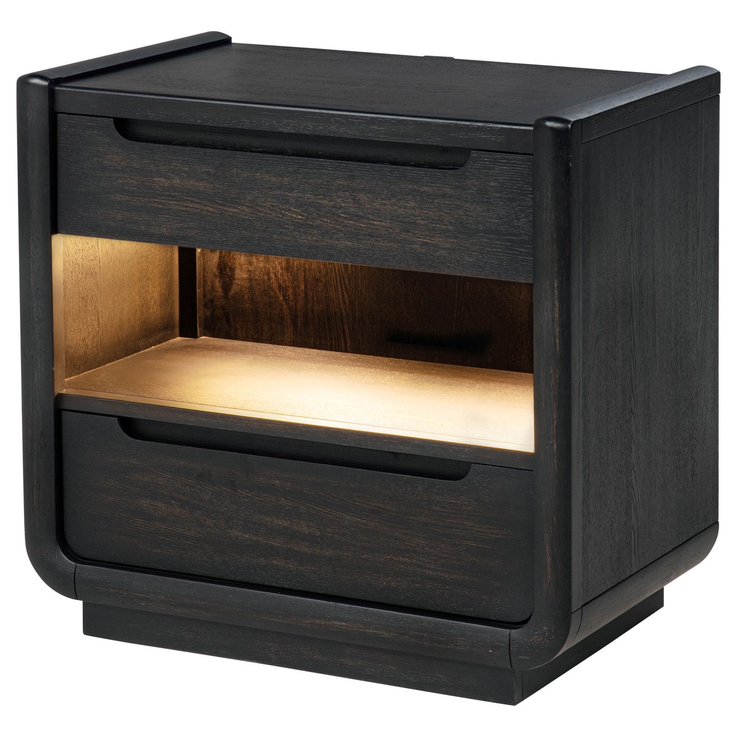 Leandro 2-drawer LED Nightstand with USB Burnished Black