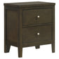 Wilkes Transitional 2-Drawer Nightstand with Metal Knobs Dark Cocoa