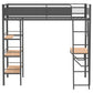 Campus Metal Twin Workstation Loft Bed with Desk Matte Black