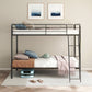 Carson Twin-Over-Twin Steel Bunk Bed with Angled Ladder Glossy Black