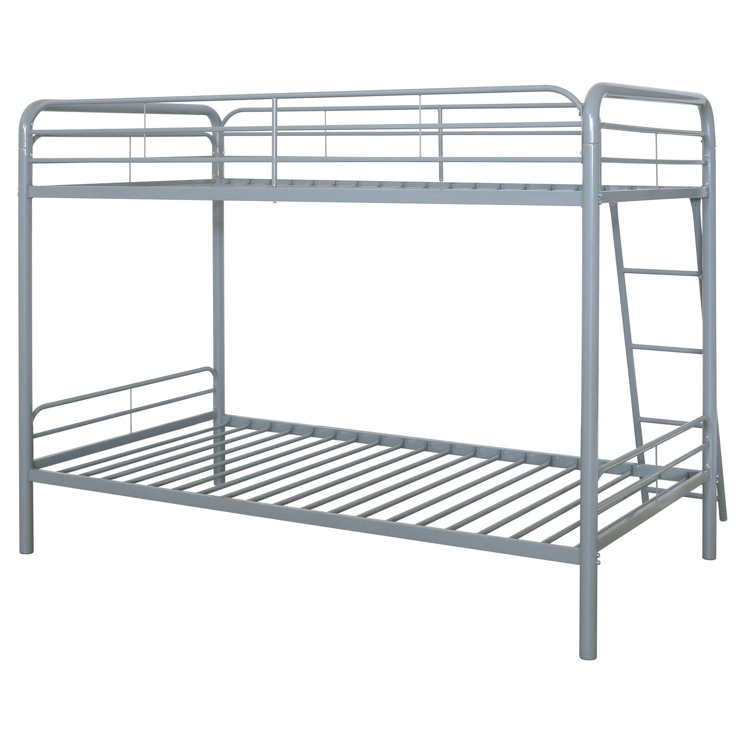 Carson Twin-Over-Twin Steel Bunk Bed with Angled Ladder Glossy Silver