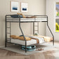Carson Twin-Over-Full Steel Bunk Bed with Dual Ladders Glossy Black