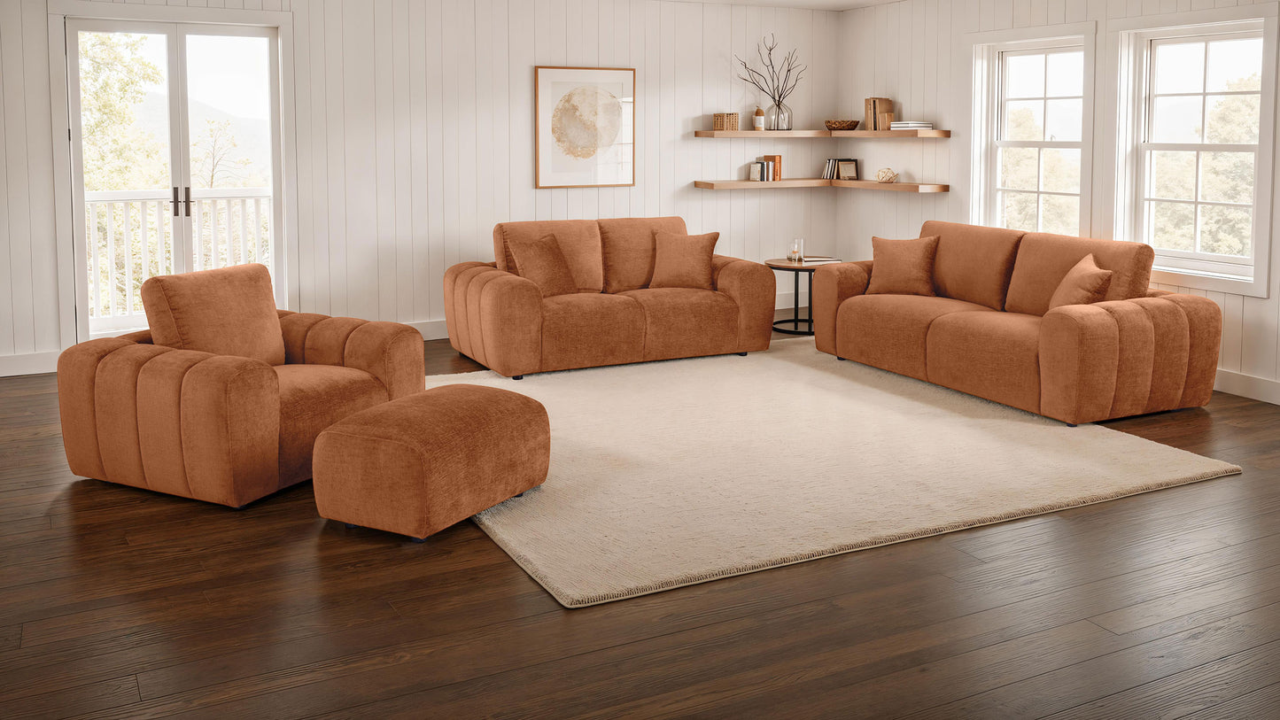 Burnett Chenille Upholstered Wide Arm Loveseat Burnt Orange