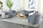 Sophia Upholstered Channel Tufted Barrel Accent Chair Grey