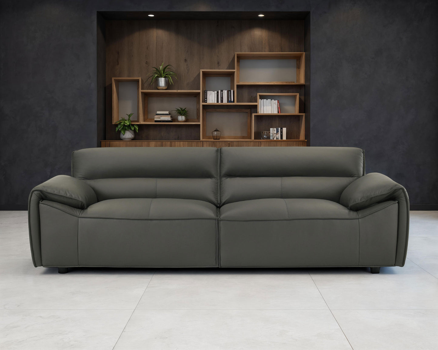 Buxton Top Grain Leather Upholstered Sofa Graphite