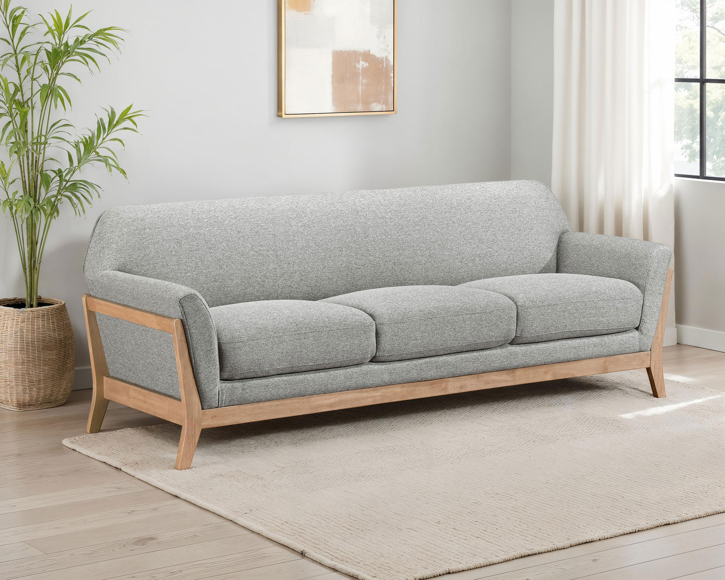 Vaughn Fabric Upholstered Flared Arm Sofa Grey