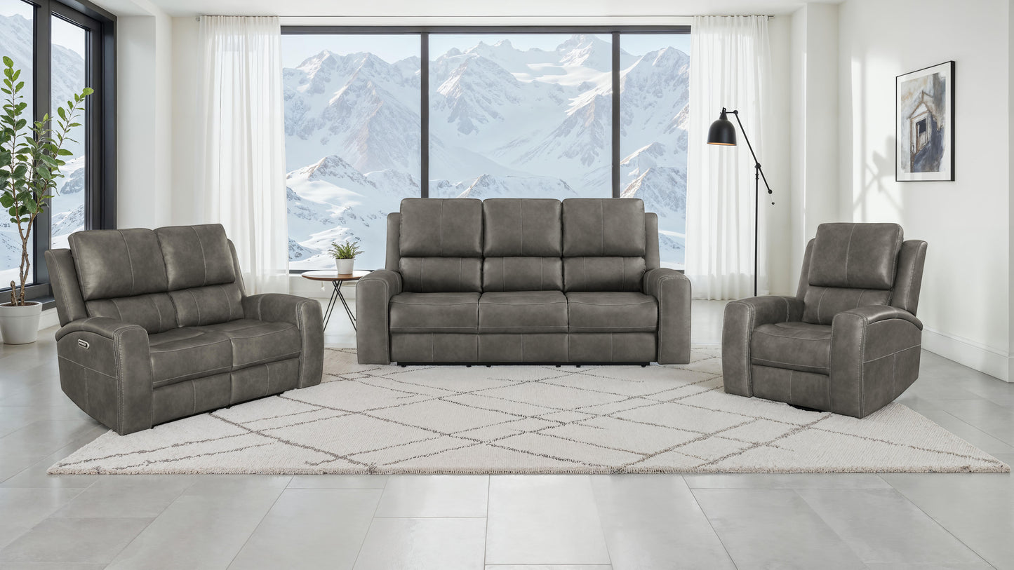 Brickston Triple Power Reclining Sofa Charcoal