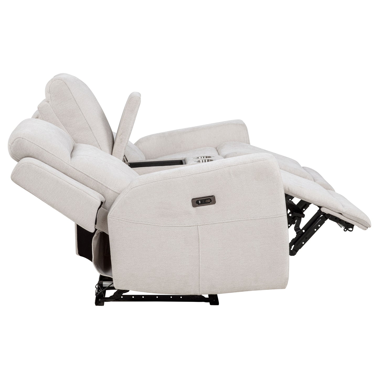 Kennett Chenille Upholstered Power Reclining Loveseat Ivory
