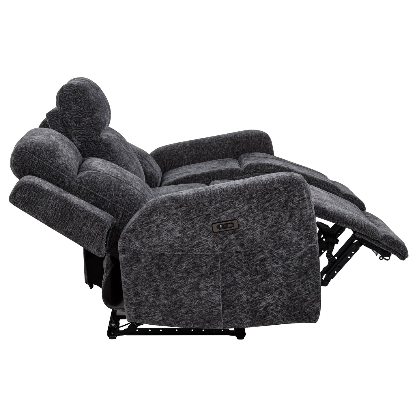 Kennett 2-piece Chenille Power Reclining Sofa Set Dark Grey