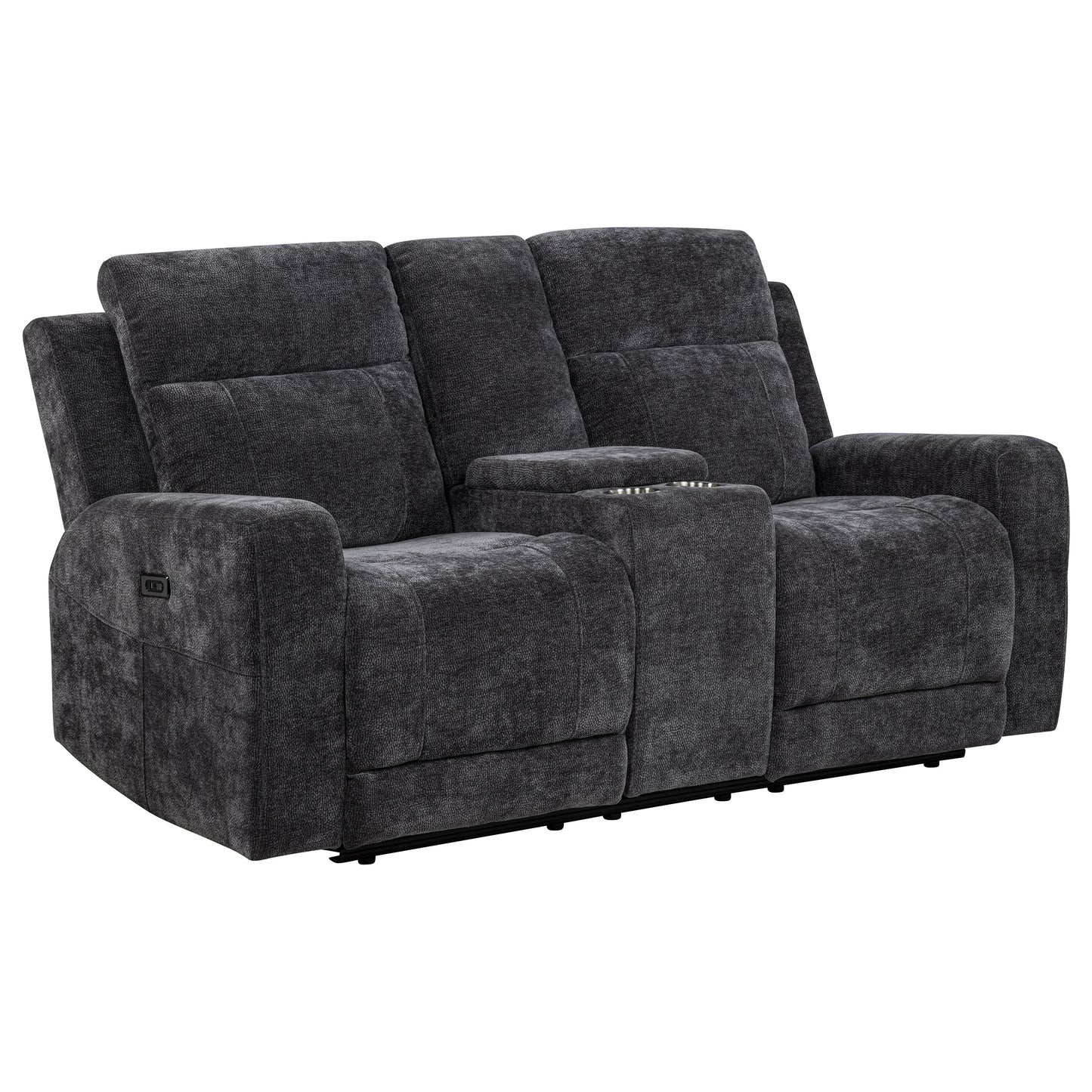 Kennett 2-piece Chenille Power Reclining Sofa Set Dark Grey