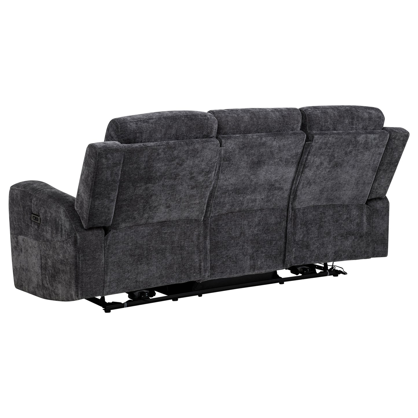Kennett 3-piece Chenille Power Reclining Sofa Set Dark Grey