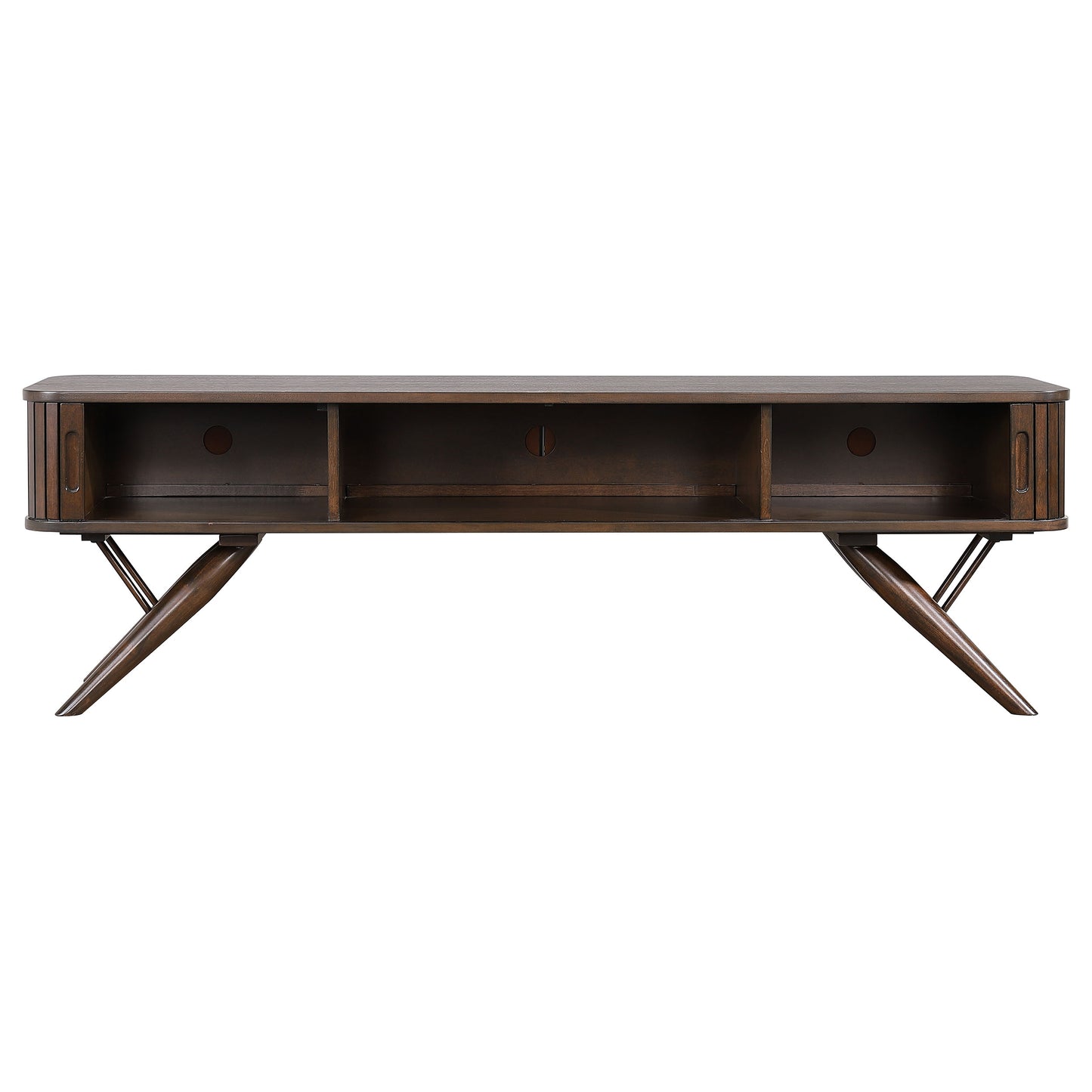 Valna Wood 71-inch TV Stand with Sliding Doors Walnut