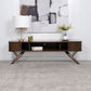 Valna Wood 71-inch TV Stand with Sliding Doors Walnut
