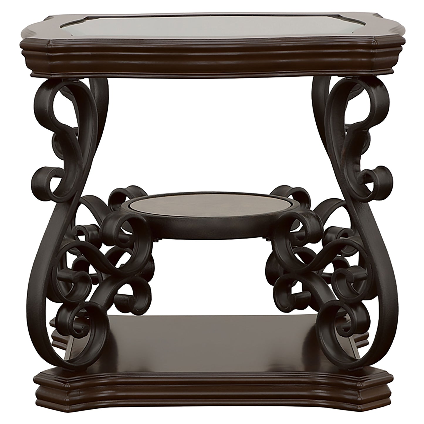 Laney 1-shelf Glass Top Square End Table Dark Merlot