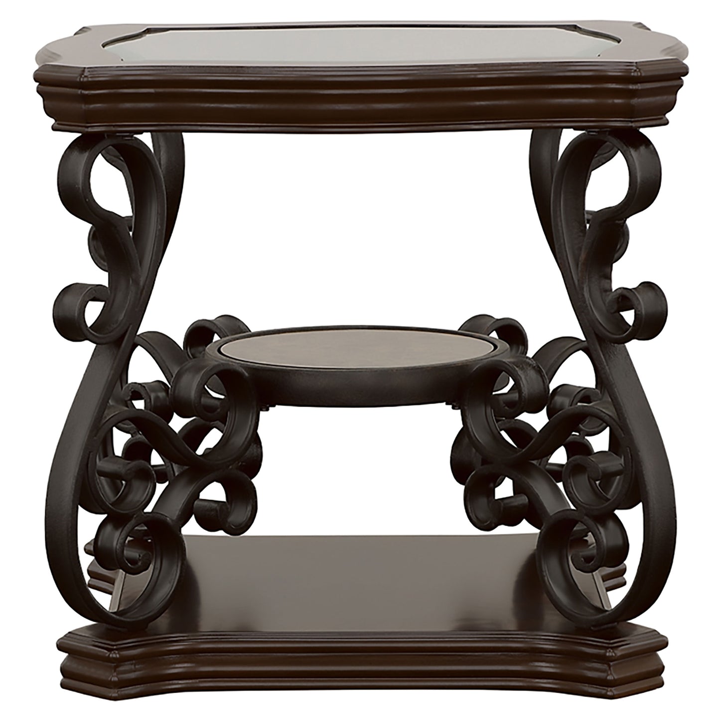 Laney 1-shelf Glass Top Square End Table Dark Merlot