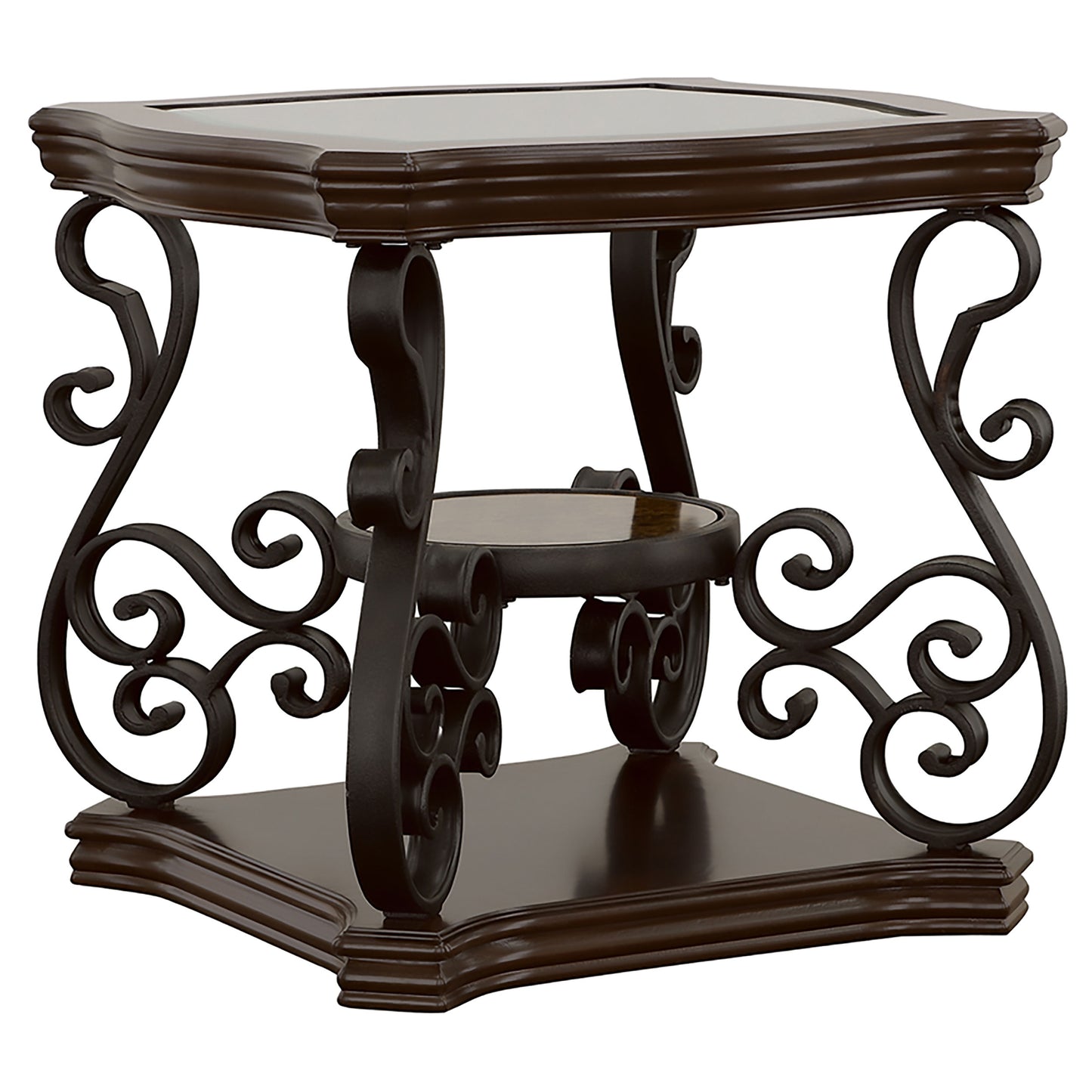 Laney 1-shelf Glass Top Square End Table Dark Merlot
