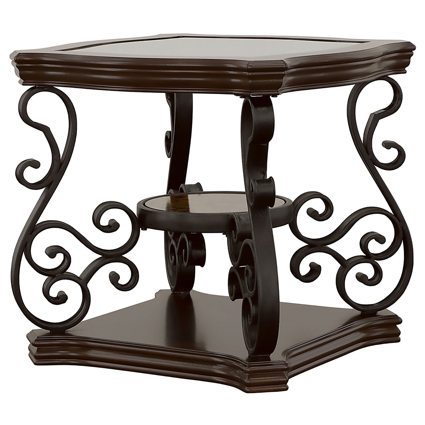 Laney 1-shelf Glass Top Square End Table Dark Merlot