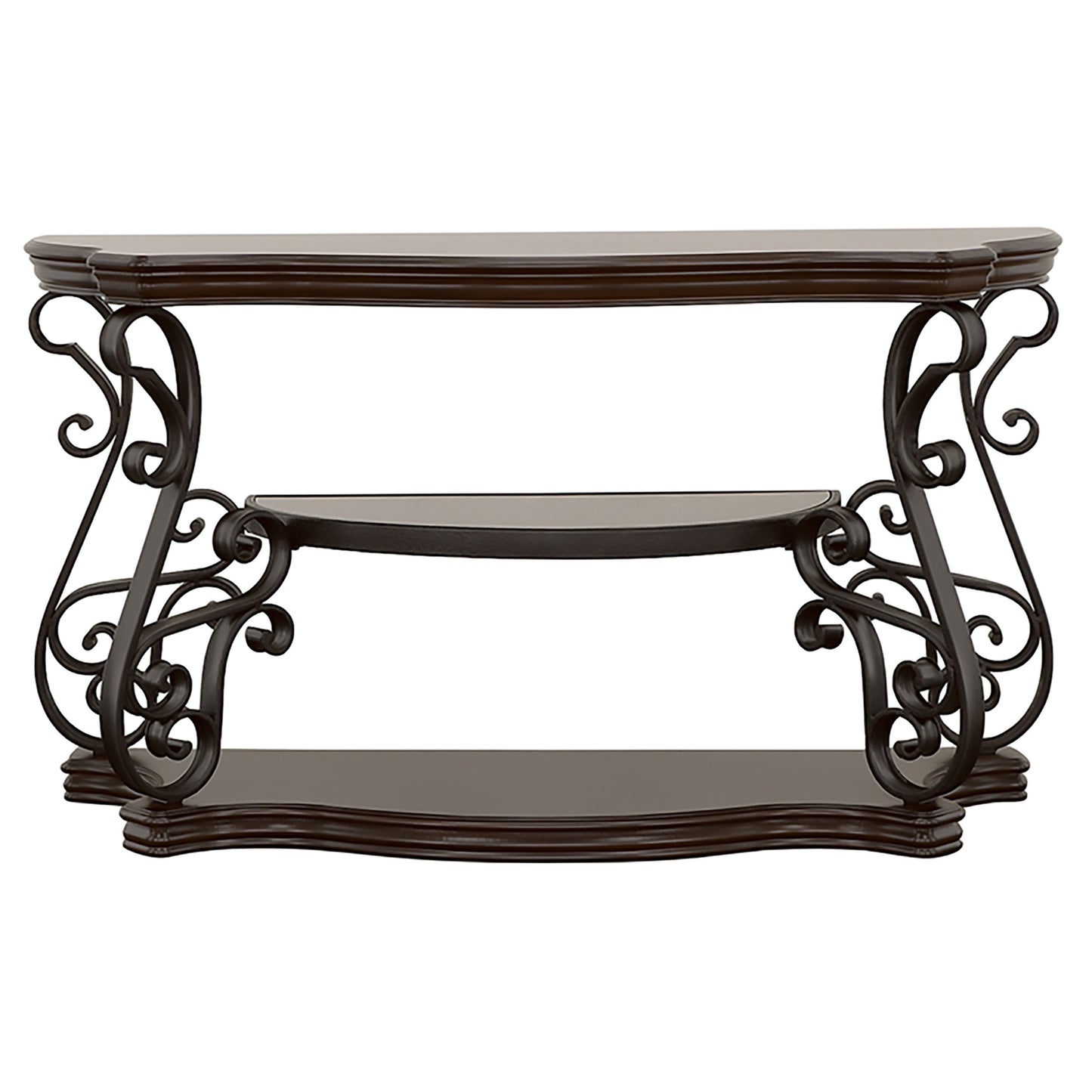 Laney Scrollwork Entryway Sofa Console Table Dark Merlot