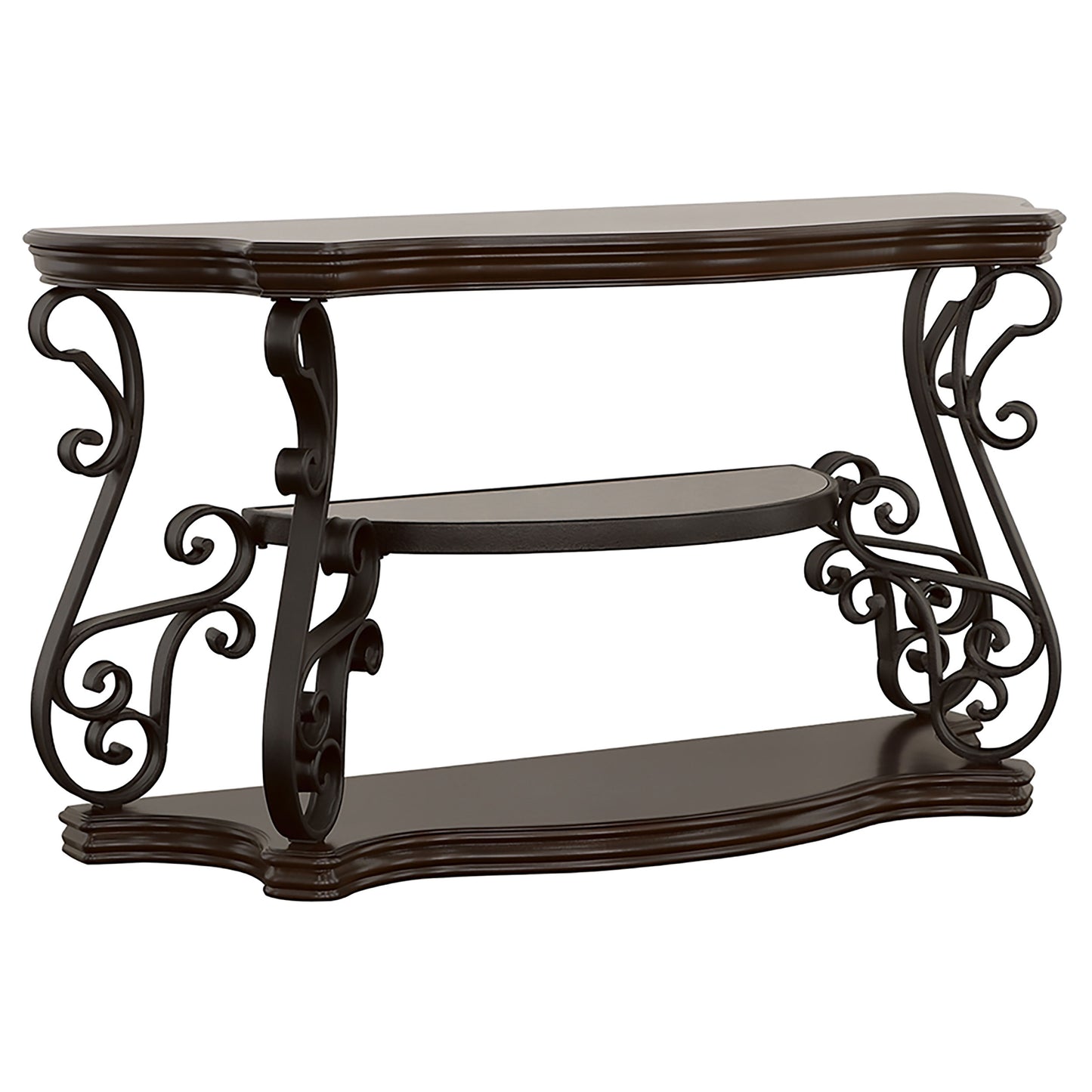 Laney Scrollwork Entryway Sofa Console Table Dark Merlot