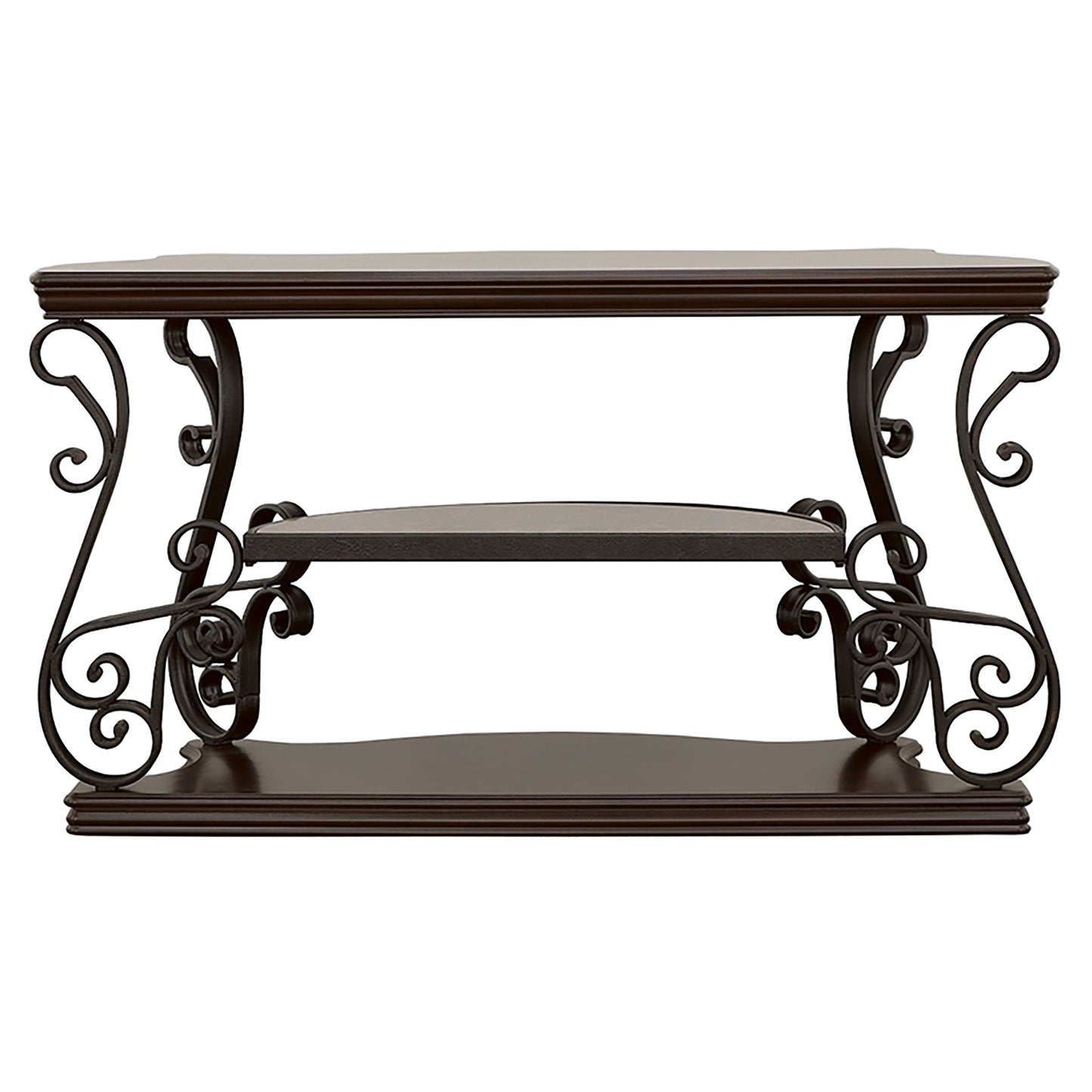 Laney Scrollwork Entryway Sofa Console Table Dark Merlot