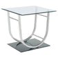 Danville Rectangular U-Shaped Glass Top Side End Table Chrome