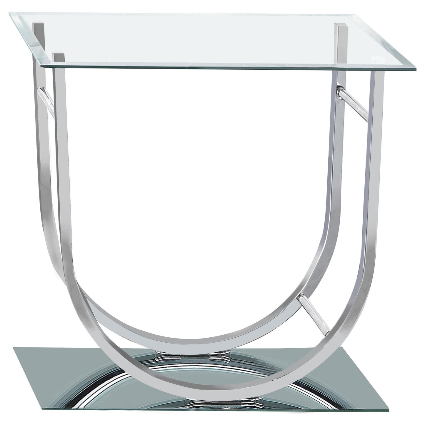 Danville Rectangular U-Shaped Glass Top Side End Table Chrome