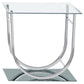 Danville Rectangular U-Shaped Glass Top Side End Table Chrome