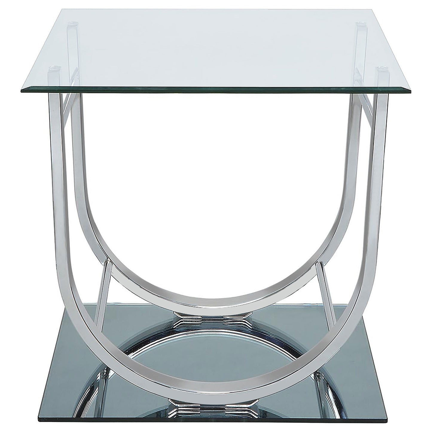 Danville Rectangular U-Shaped Glass Top Side End Table Chrome