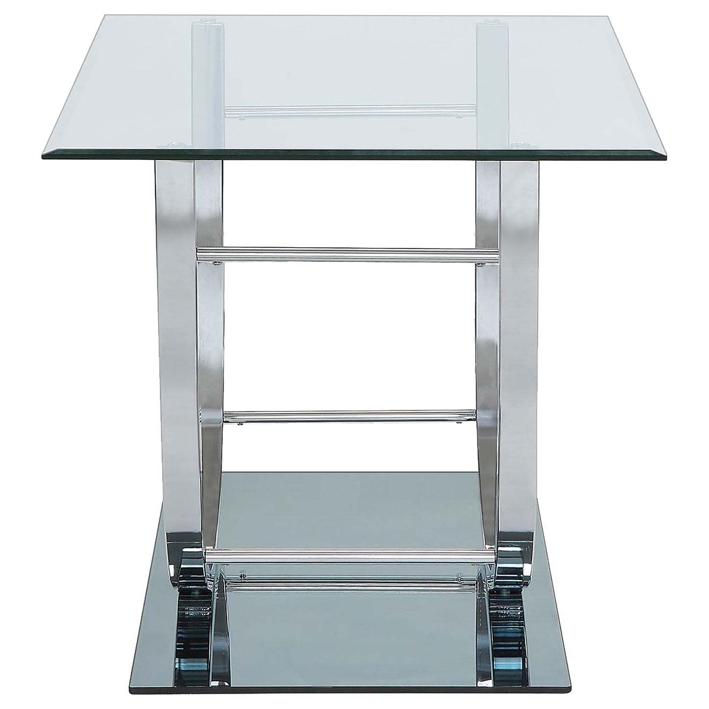 Danville Rectangular U-Shaped Glass Top Side End Table Chrome