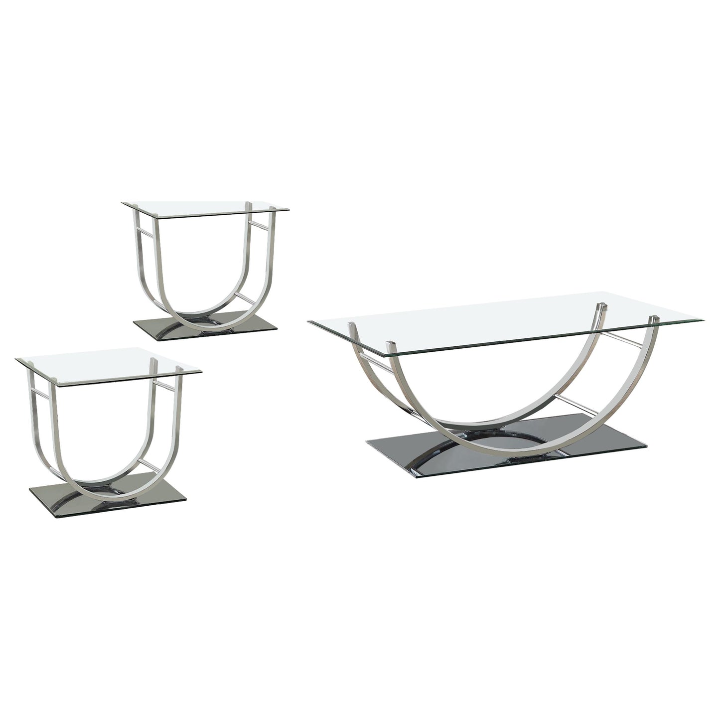 Danville 3-piece Glass Top Coffee and End Table Set Chrome