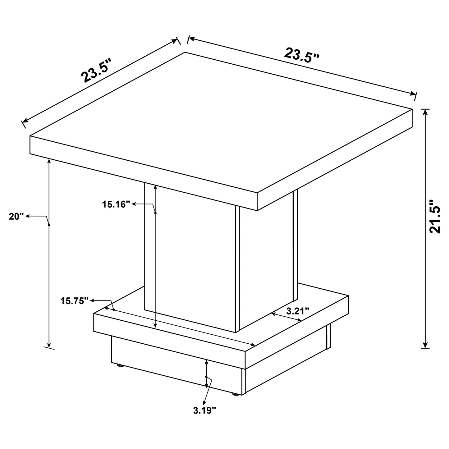 Reston 3-piece Square Coffee and End Table Set Cappuccino