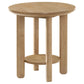 Ottowa Round Wood Side End Table with Shelf Light Oak