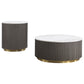 Jason 2-piece Round White Marble Coffee Table Set Charcoal