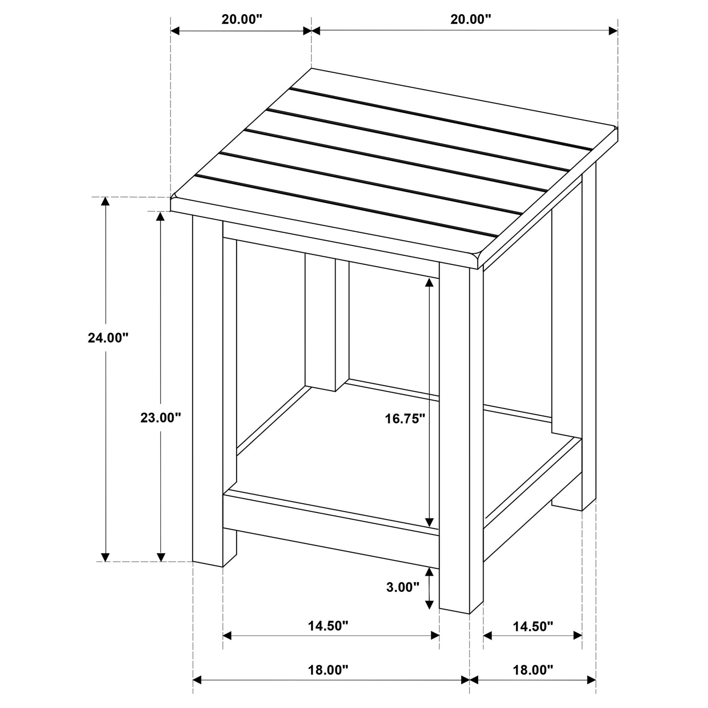 Payne Wood End Table with Shelf Distressed Brown