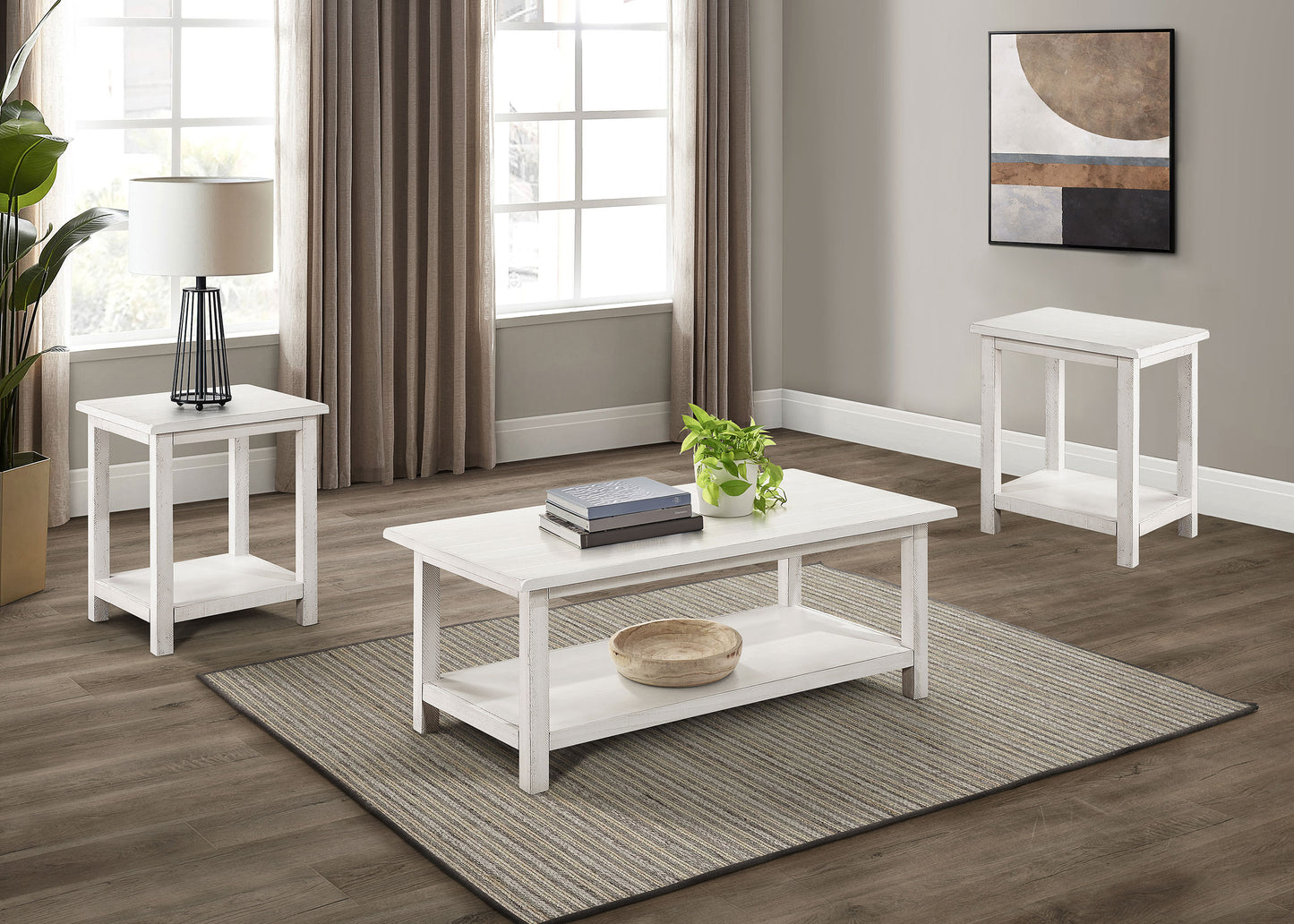 Payne 3-piece Coffee and End Table Set Distressed White
