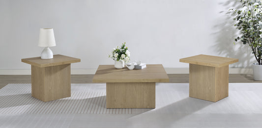 Devar 3-piece Square Cocktail Coffee End Table Set Latte
