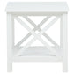 Skyview Square Pine Wood Side End Table with Shelf White