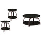 Dacre 3-piece Round Coffee and End Table Set Dark Charcoal