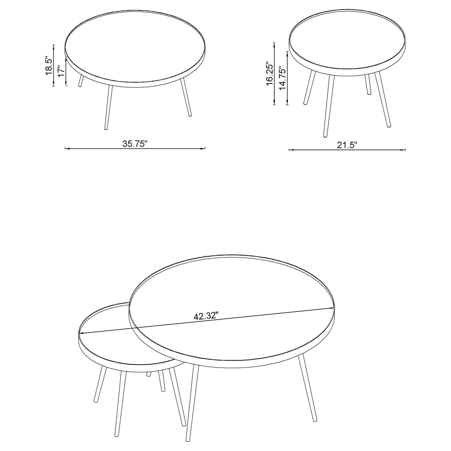 Kaelyn 4-piece Round Coffee and End Table Set Gold