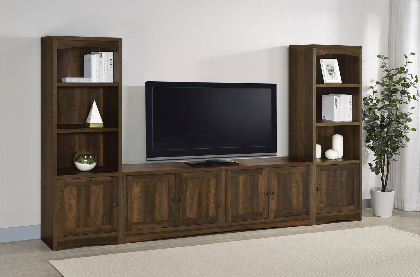 Laughlin 4-shelf Engineered Wood Media Tower Dark Pine