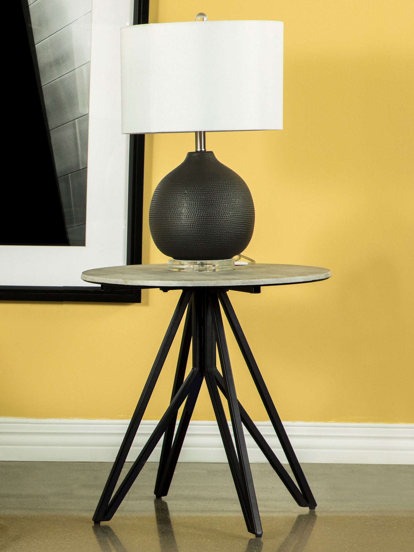 Hadi Round SmartTop™ Side End Table Cement and Gunmetal