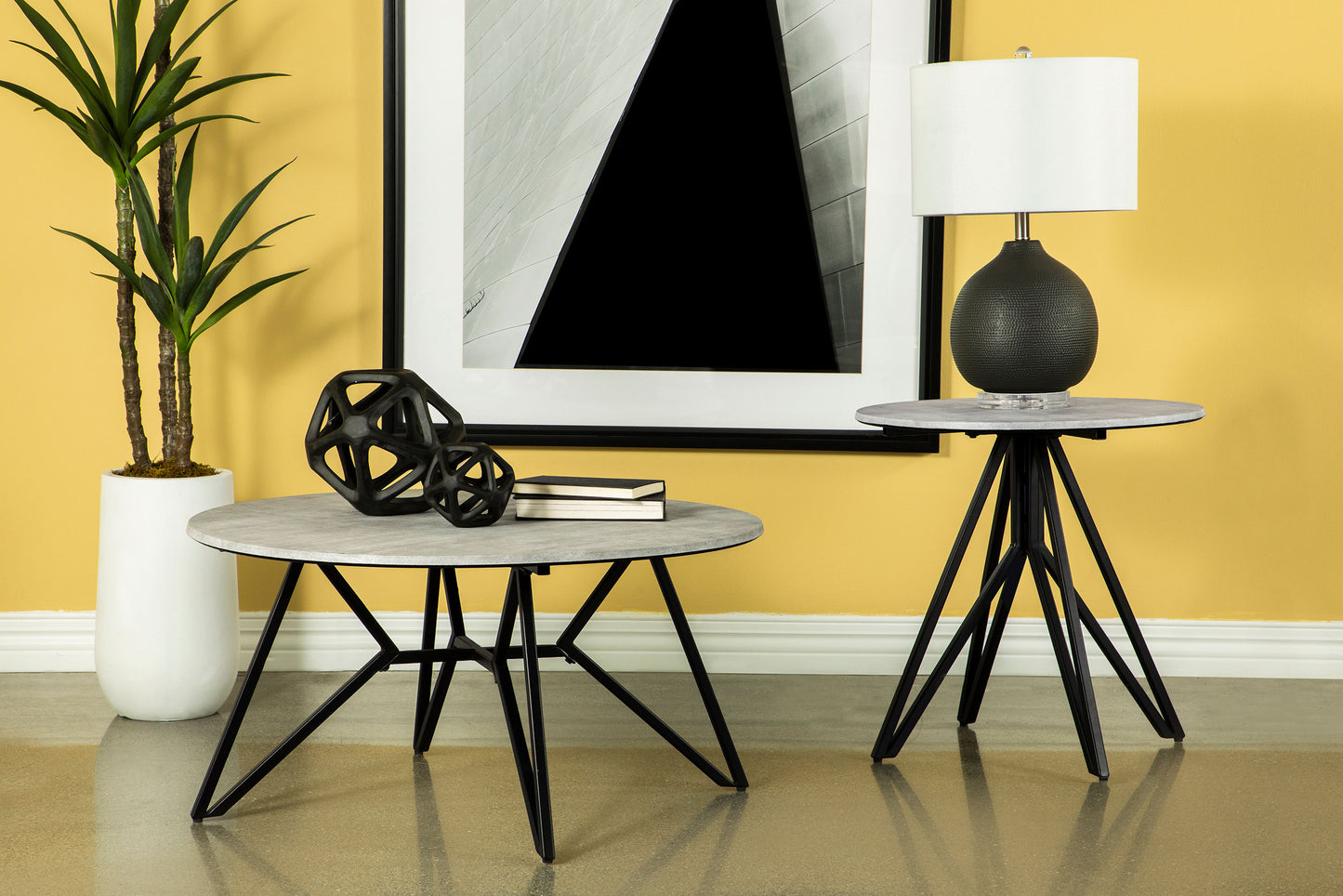 Hadi 2-piece Round SmartTop™ Coffee and End Table Set Cement