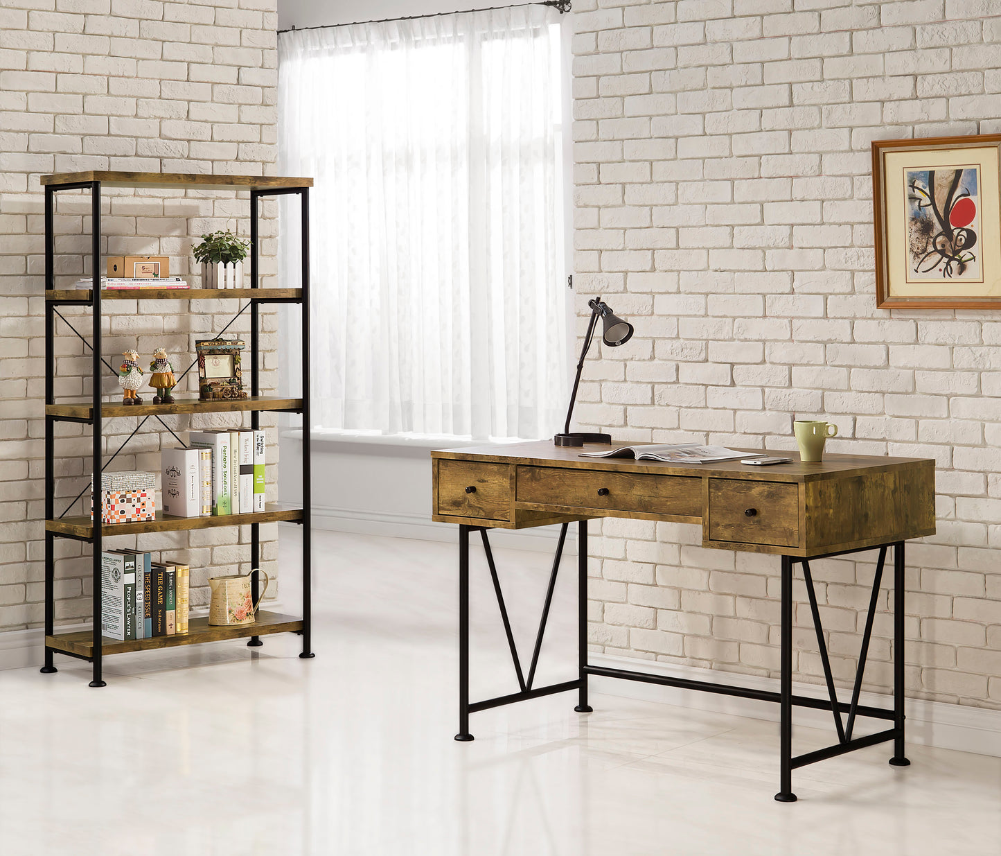 Analiese 63-inch 4-shelf Bookshelf Rustic Nutmeg