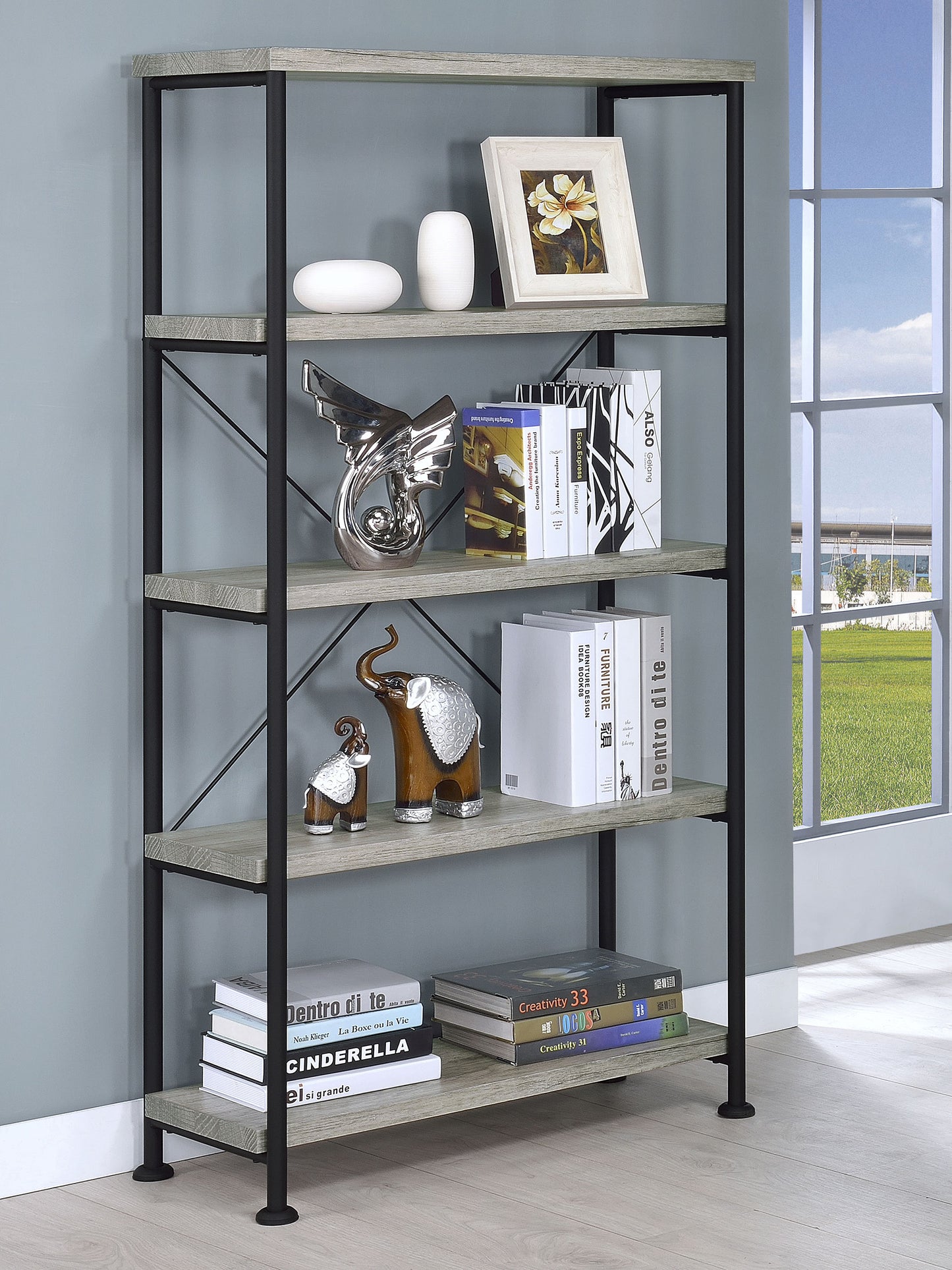 Analiese 63-inch 4-shelf Bookshelf Grey Driftwood