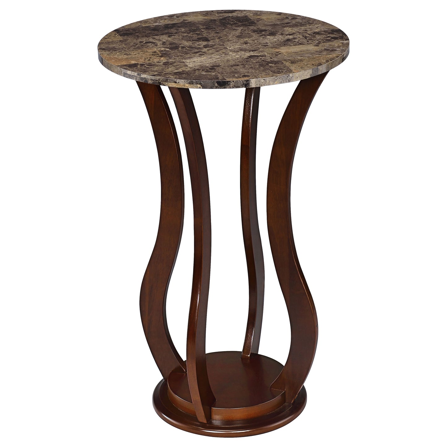 Elton Round Faux Marble Top Plant Stand Brown