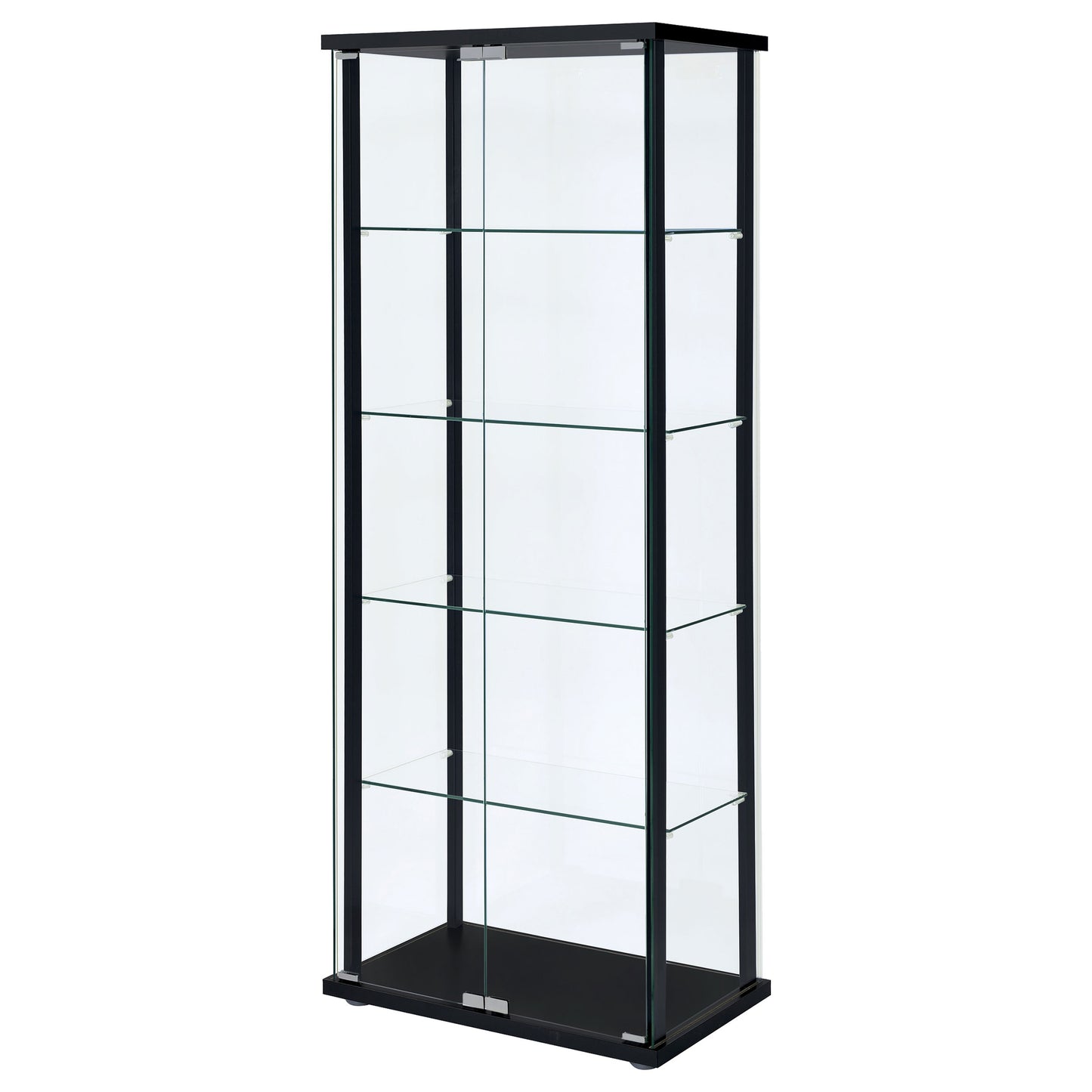 Delphinium 4-Shelf Clear Glass Curio Display Cabinet Black