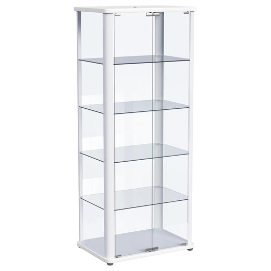 Aero LED 4-Shelf Glass Curio Display Cabinet White