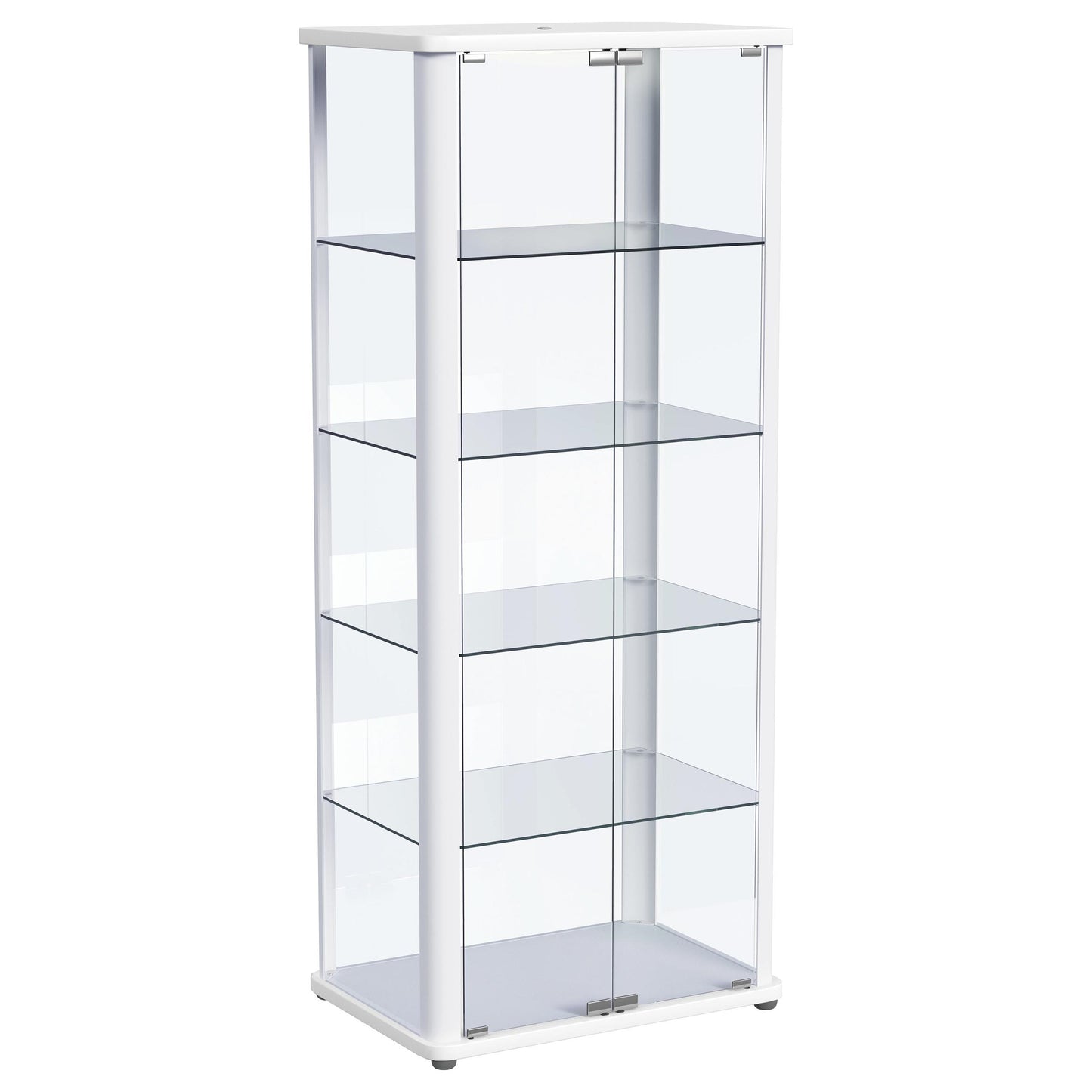 Aero LED 4-Shelf Glass Curio Display Cabinet White