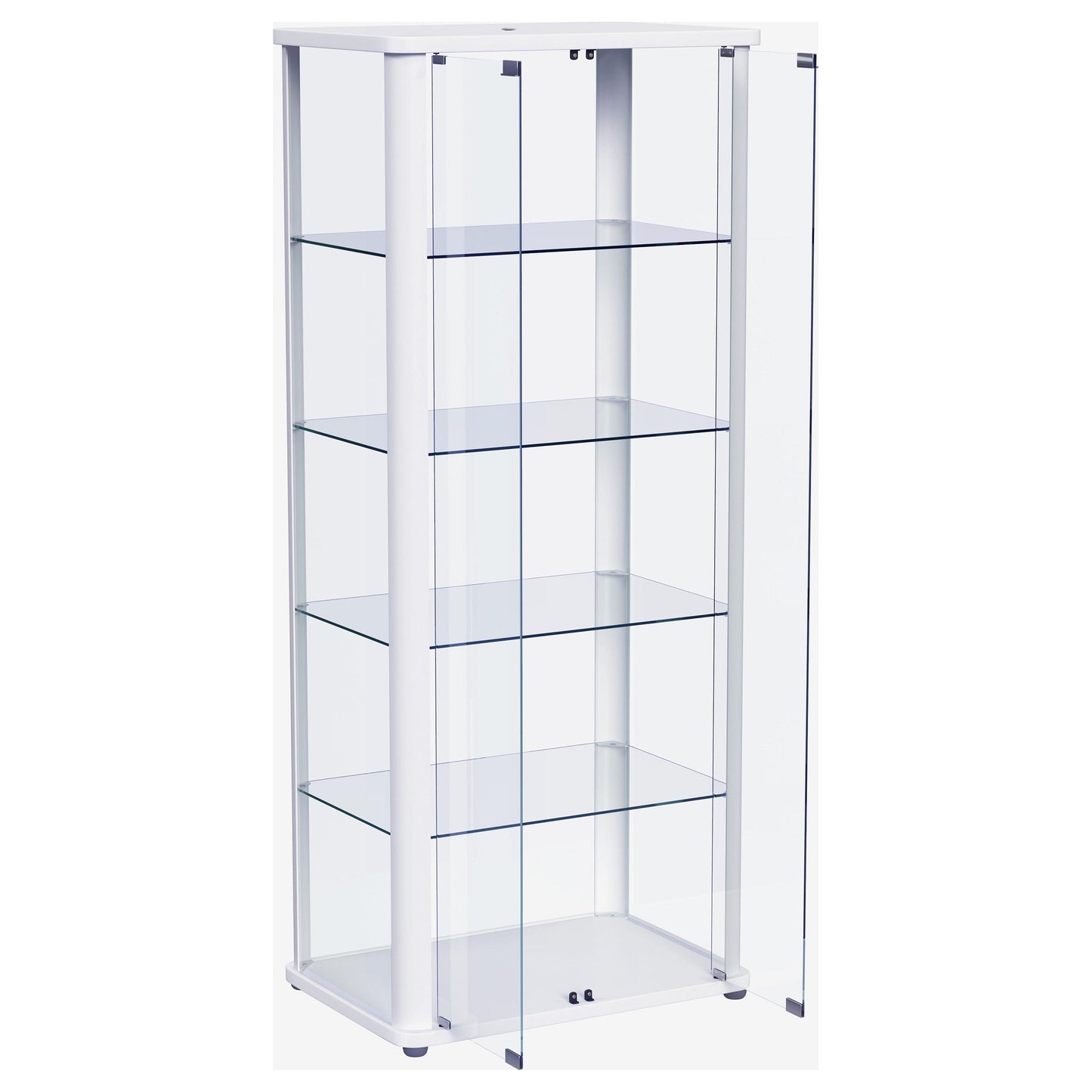 Aero LED 4-Shelf Glass Curio Display Cabinet White