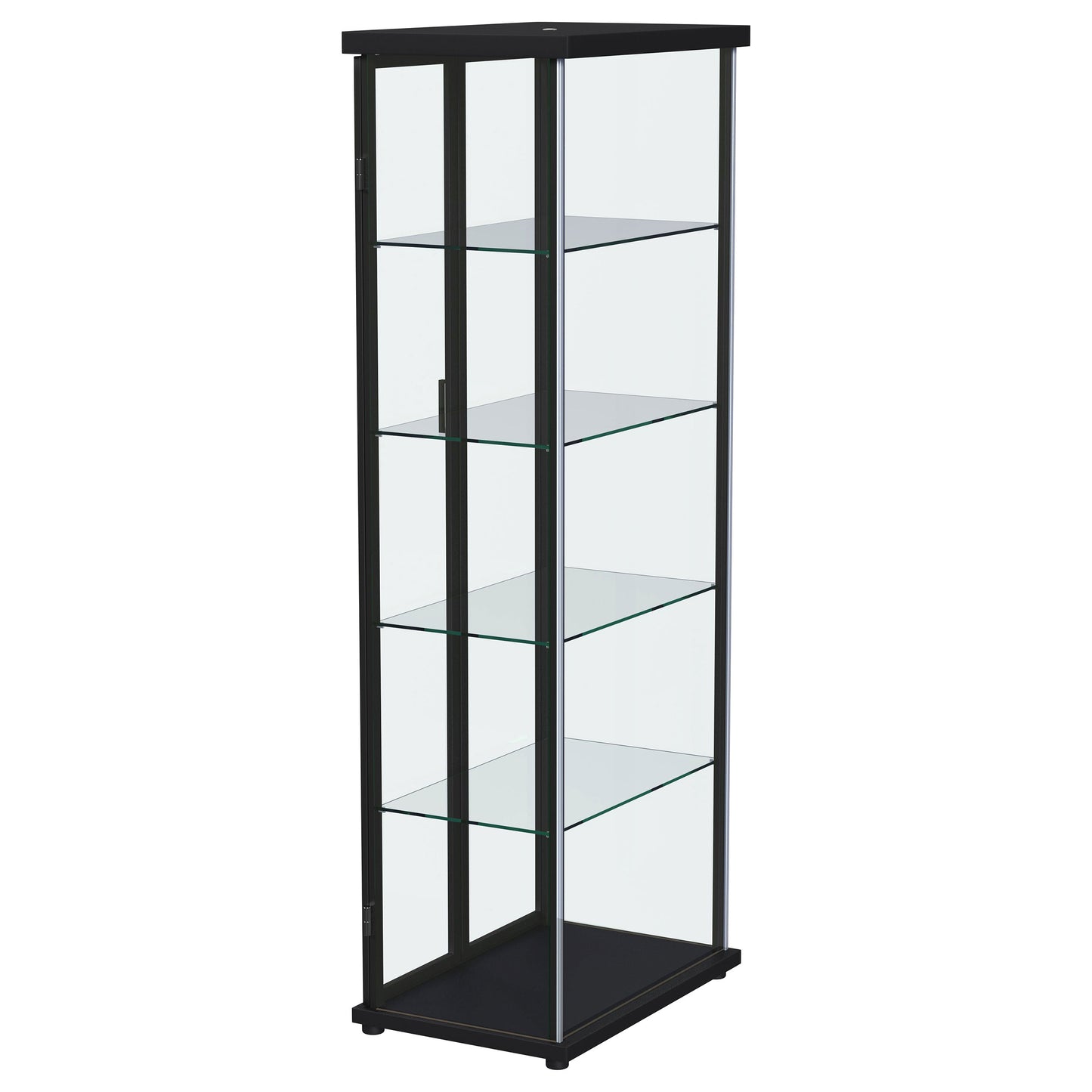 Carrillo LED 4-Shelf Glass Curio Display Cabinet Black